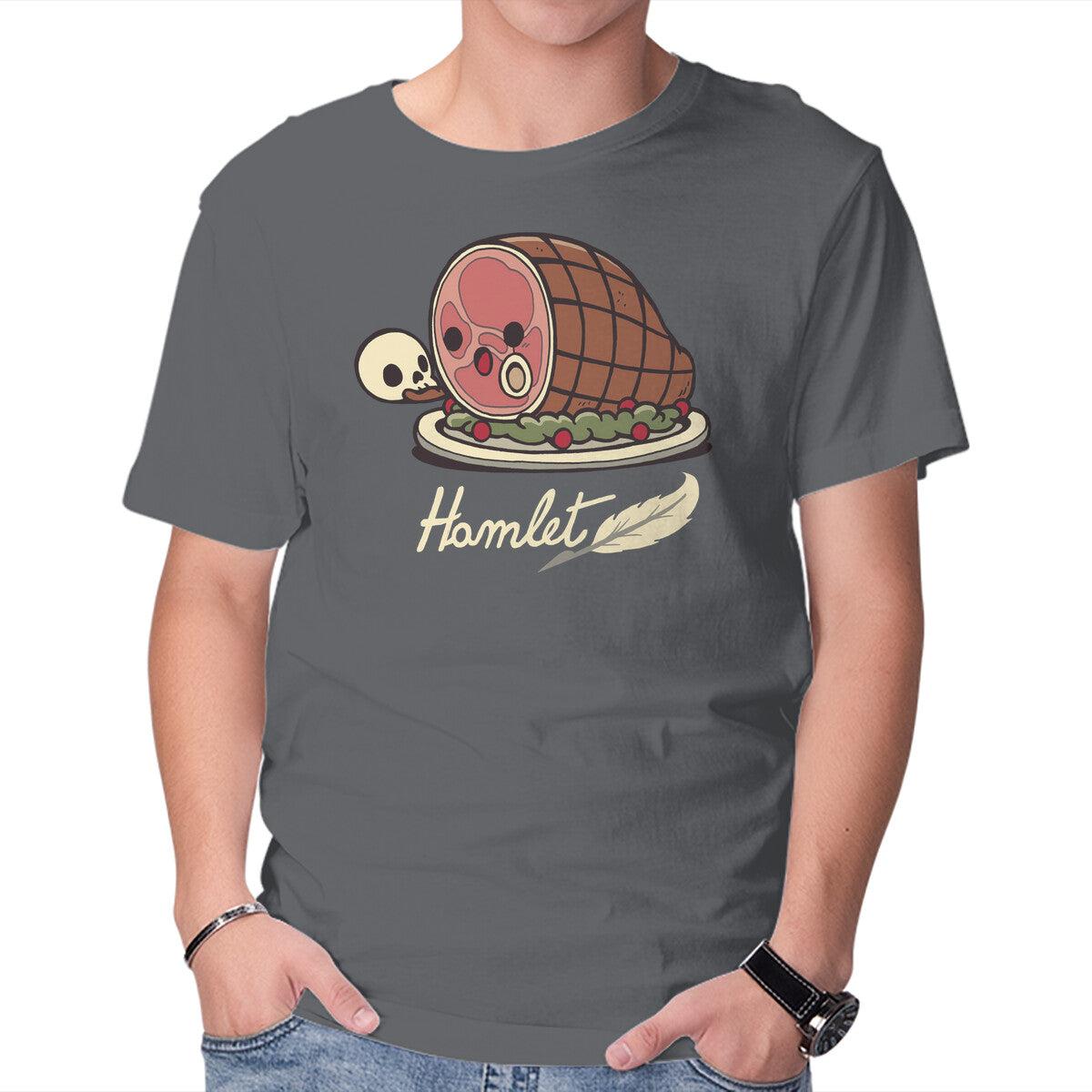 Unisex Crew Neck T-Shirt Ham-let Graphic Short Sleeve Casual Tee S