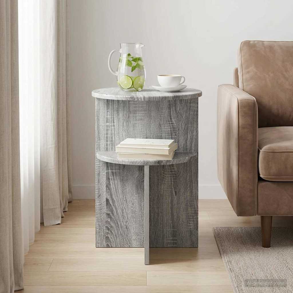 Side Table Grey Sonoma Ø 39.5 X 55 Cm Engineered Wood