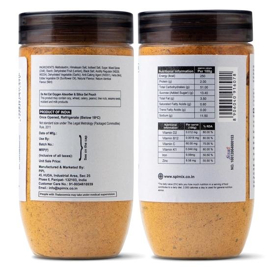 SPIMIX Zitrone Chili Minze Würzmischung | 120g | Gesünder gemacht mit Vitamin B12 & D und Himalaya-Rosa Salz | Pikantes & Scharfes Chaat Masala