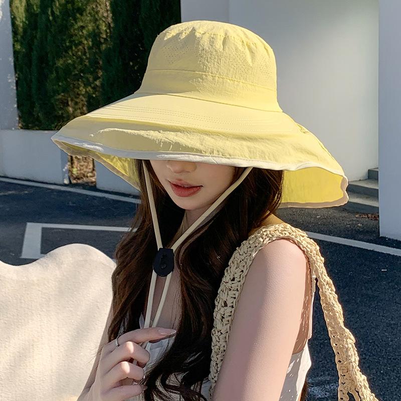 Spring and Summer Outdoor Hiking Mountaineering Sun Protection Quick Drying Breathable Big Eaves Bucket Hat Women
