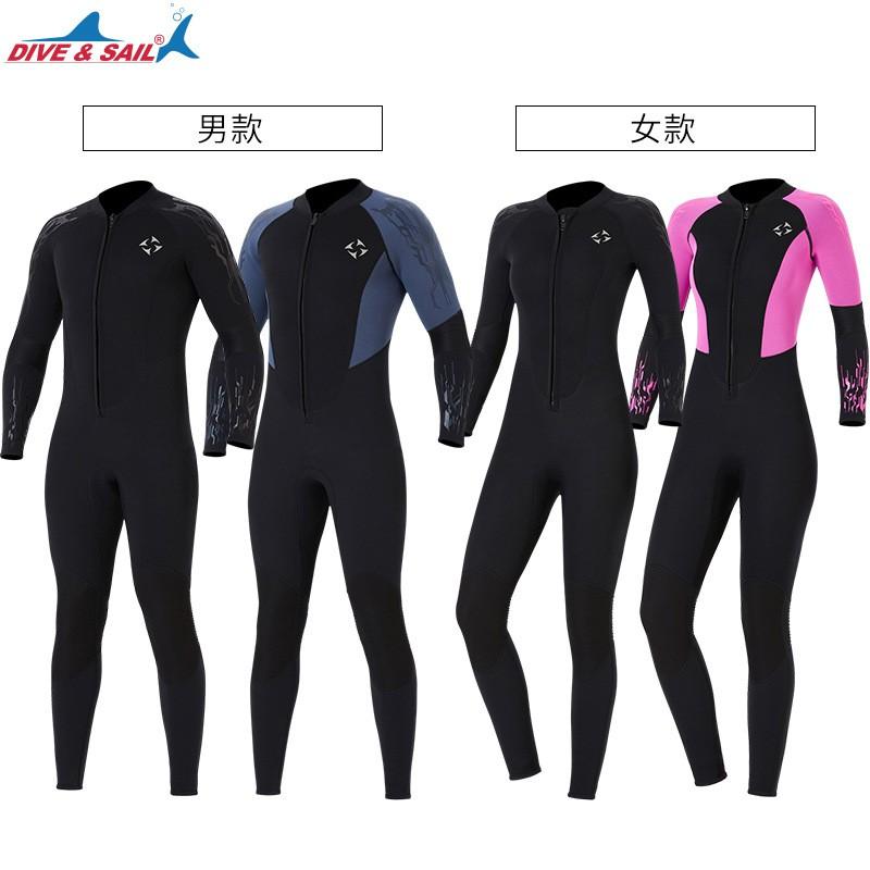 3MM Diving Suit Men's One-piece Long-sleeved Trousers Velvet Thermal Women's Surfing Jellyfish
