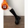 Retro French black platform boots, new summer small fat mm thin and heightened knight boots