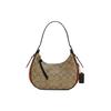 New COACH Kleo Canvas With Leather And Suede Shoulder Bag Portable Crossbody Bag Shoulder Bag Women's Khaki/Brick Red C6809-IME7V