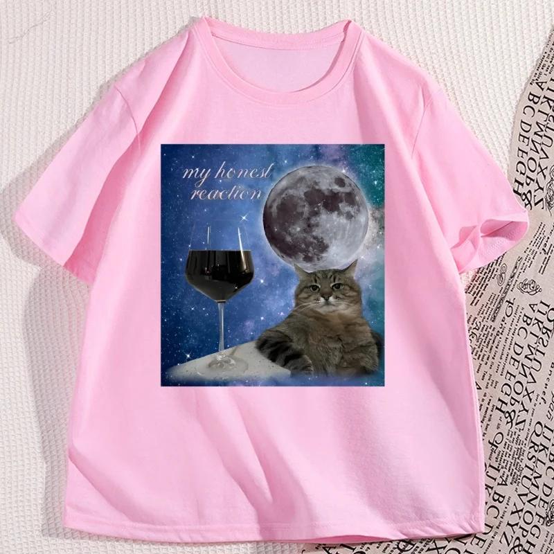 2026 Camisetas Divertidas Con Estampado De Gato Y Vino Para Hombre Camiseta Informal De Gran TamañoCamiseta Básica Holgada De