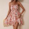 2026 spring and summer Amazon independent station European and American cross-border women's clothing suspender off-the-shoulder flower print