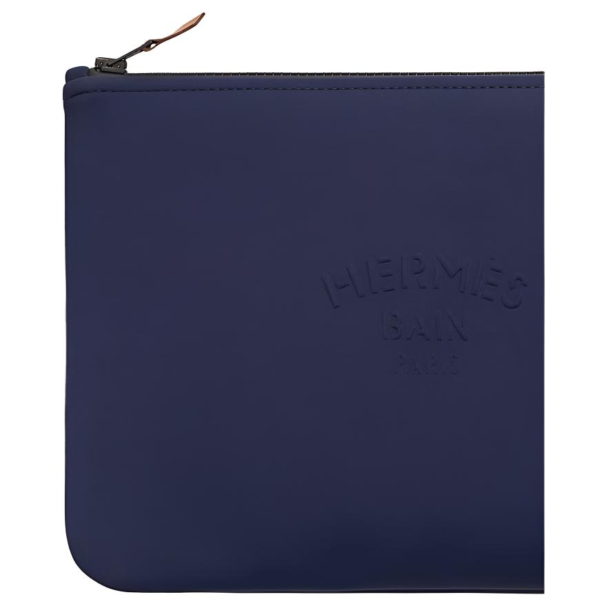 Hermes Neobain 28 Logo en Relief Nylon Pochette Moyenne Pochette Femme Bleu Marine H104312MV01