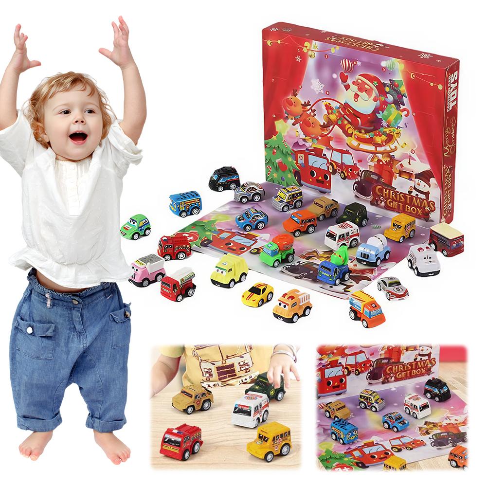 Weihnachts-Adventskalender 2025 mit Rückziehwagen-Spielzeug Auto-Füllspielzeug Weihnachts-Kalender für Geburtstag Weihnachts-Geschenkbox