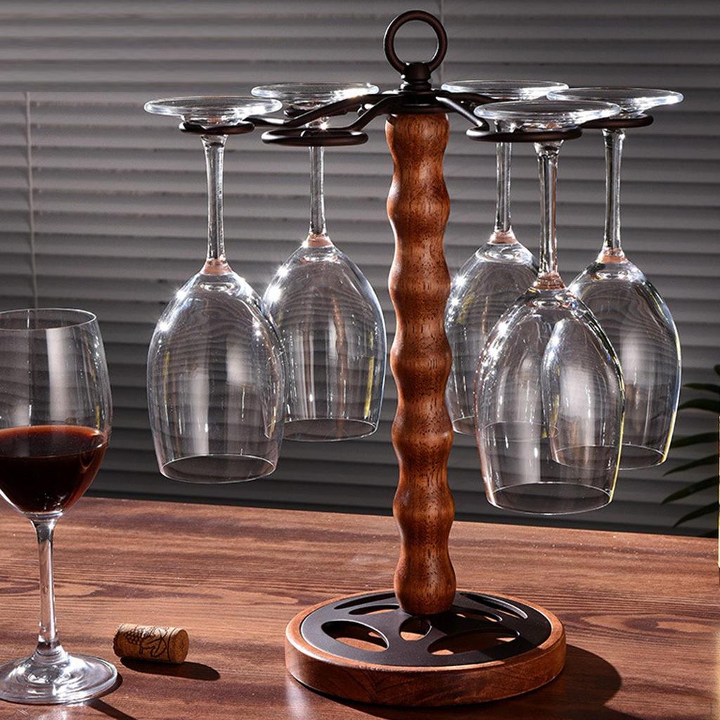 Champagne Flute Glass Holder Stand Tabletop Wine Drying Rack Wooden