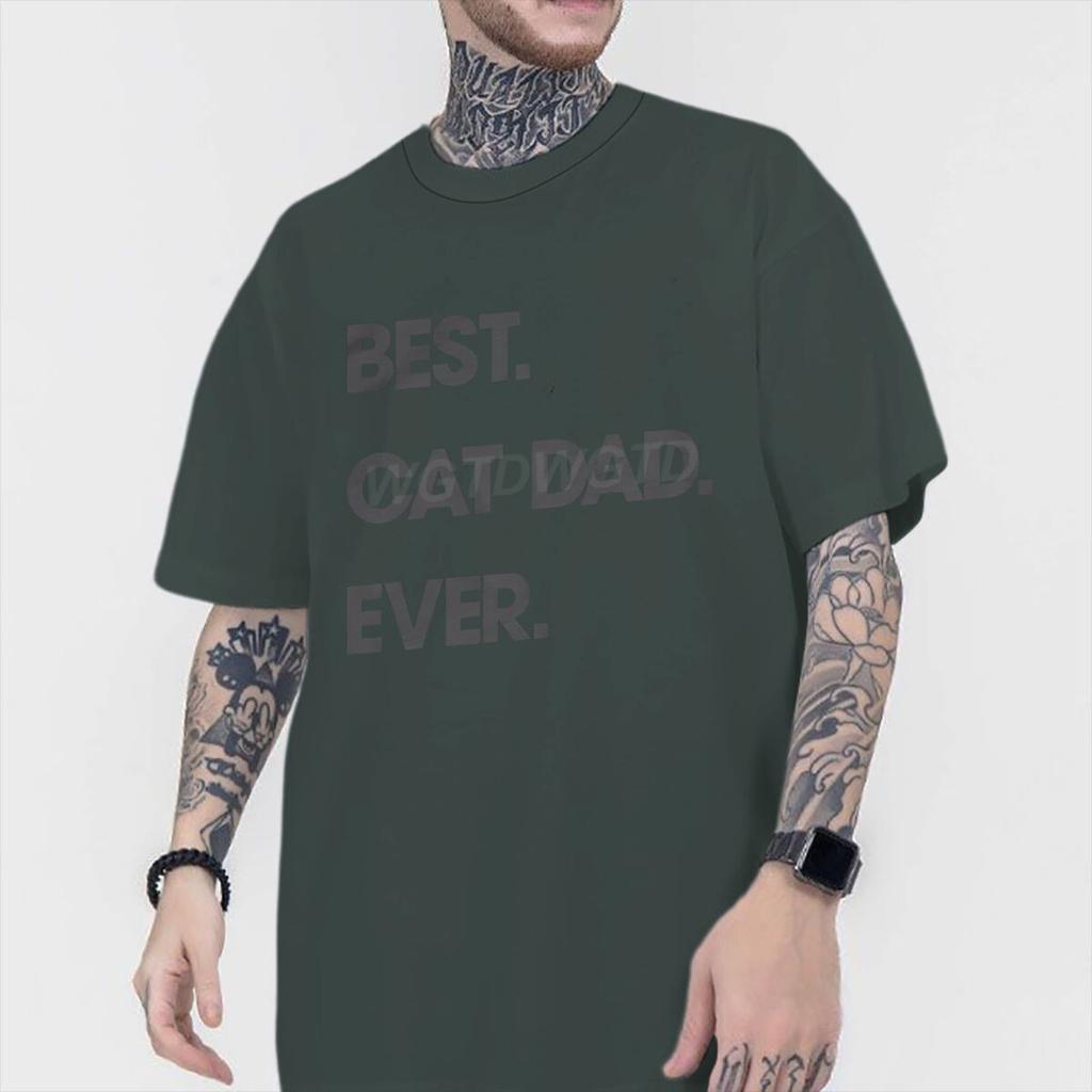 Best Cat Dad Ever Letter Print T Shirts Classic Retro Animal Lover Gifts Tees Male Short Sleeve Cotton Tees Fun Homme Camiseta
