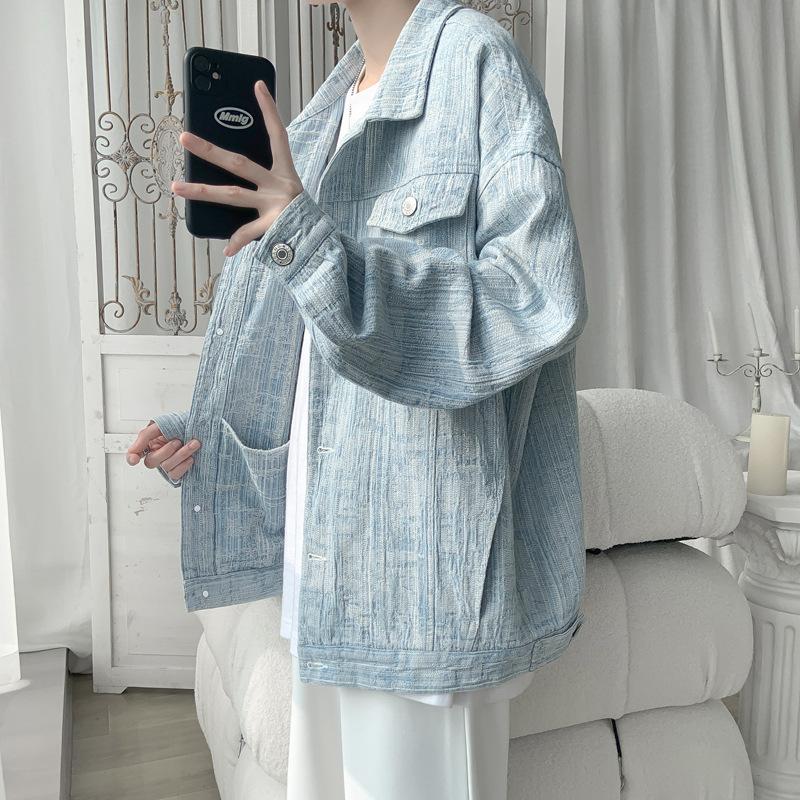 

Джинсовая куртка с небольшим ароматом, мужская весенняя, новая, свободная, модная, брендовая, американская, куртка, корейский стиль, универсальный, джинсовый топ 3XL