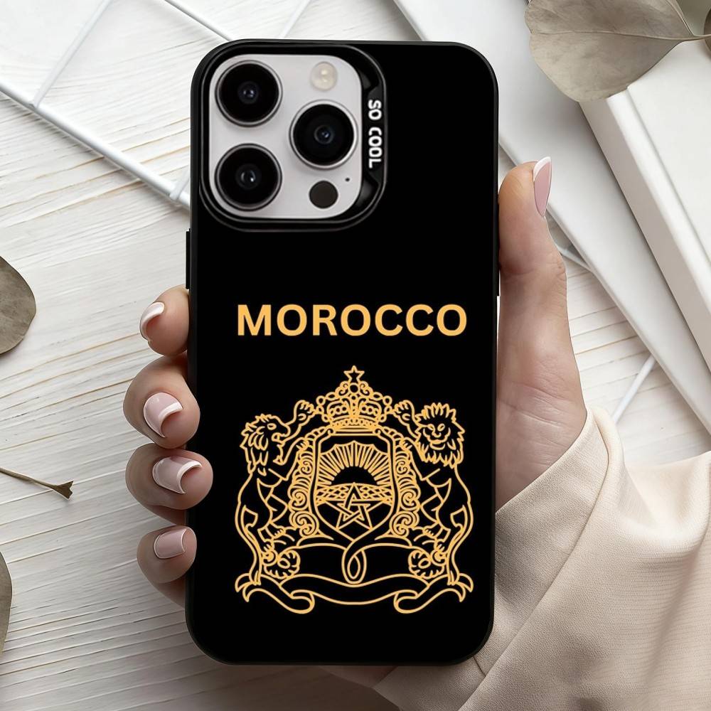 M-Morocco F-Flag Phone Case For iPhone17,16,15,14,13,12,11 Plus,Pro Max Candy Silver Plated Inside Cover