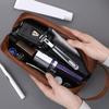 Men Portable Cosmetic Bag Leather Wash Bag Travel Business Trips  Large Capacity Multi Pocket Design Handheld Leather Wash Bag