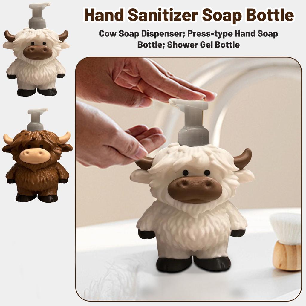 Cow Hand Soap Dispenser - Animal-Shaped Liquid Soap/Lotion Holder For Bathroom & Kitchen | Reusable, Sturdy Construction | Smooth Mechanism |