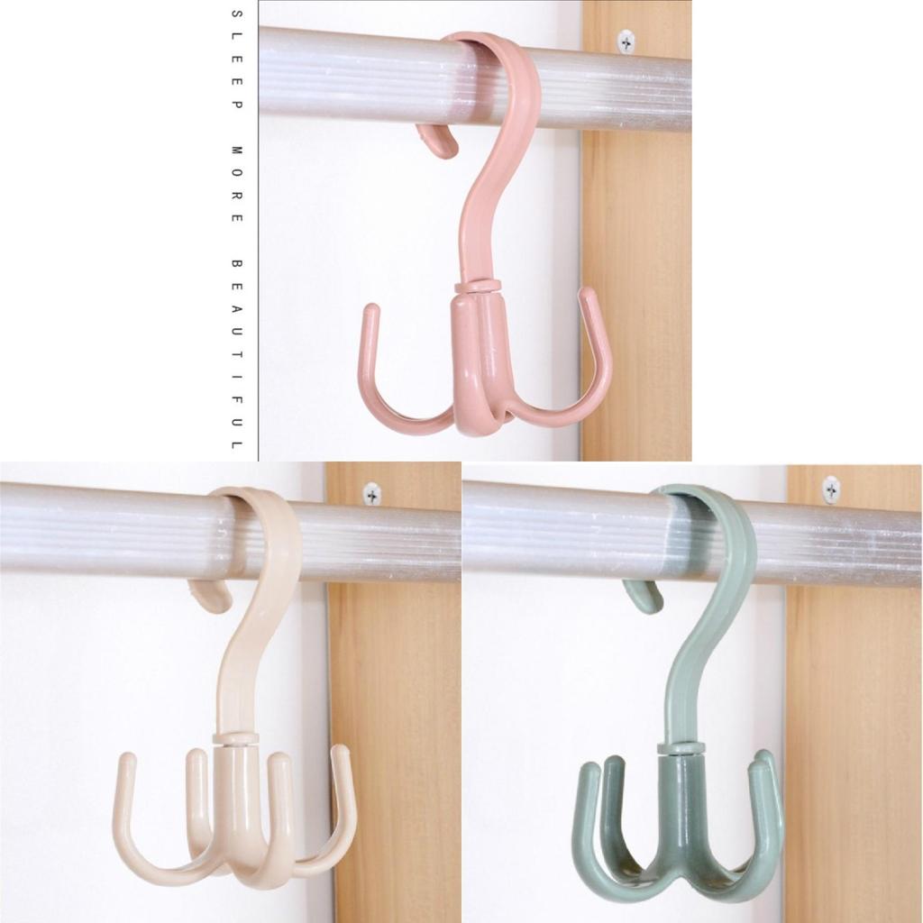 Modern Plastic Multifunction Closet Hook With Rotating Claws For Home Storage