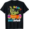 Happy Eastrawr Dinosaur Bunny Easter Egg Graphic Tee Cool Men's Casual Cotton T-Shirt