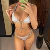 Jeweled Diamond Neckholder Bikini Weiblicher Badeanzug Damen Bademode Zweiteiliges Bikini-Set Scrunch Butt Badende Badeanzug Schwimmen
