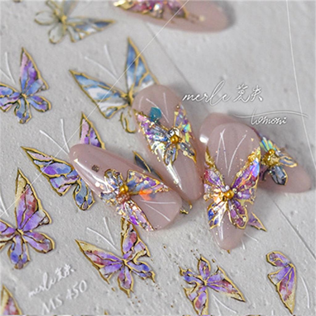 1pcs 5D Rhinestones Gold Silver Irregular Pattern Nail Sticker Simple Design Adhesive Slider Nail Art Decoration Decals Supplies