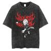 Parentchild Fashion Anime Comfortable Tshirt Jujutsu Kaisen Washed Tee Vintage Oversized Anime Graphic Men Casual Tops