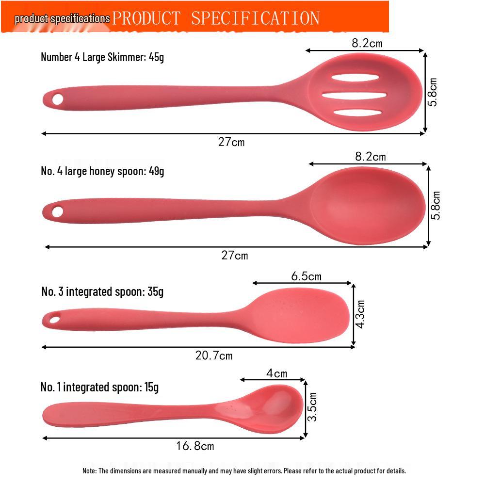 Silicone Non-stick Soup Ladle with Integrated Handle and Scraper - Kitchen Cooking Utensil