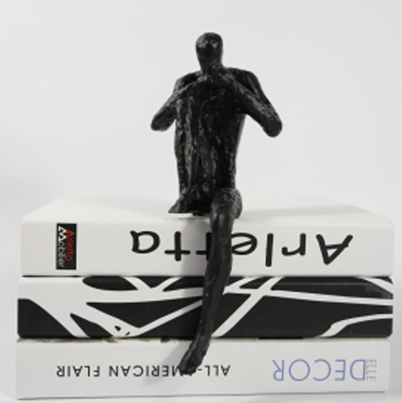 Creative Abstract Metal Human Sculpture Craft Irregular Thinker Statue Bar Cabinet Entryway Ornament Gift Indoor Decoration