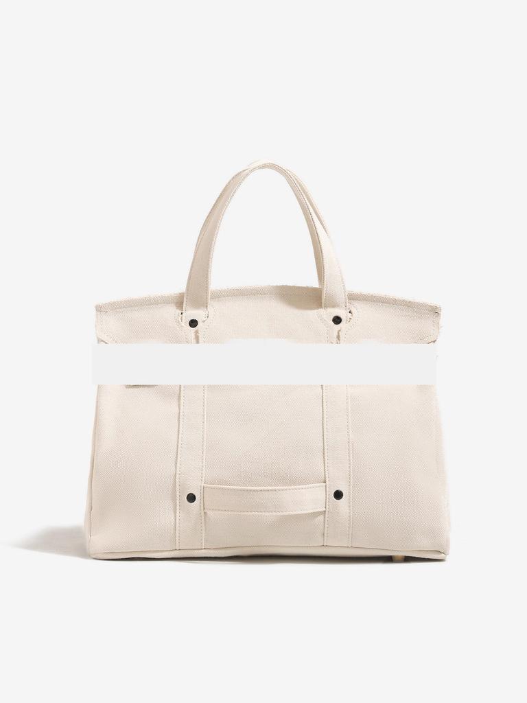 Women's 2025 Color Block Canvas Handbag - Large Capacity, Versatile Commute Bag