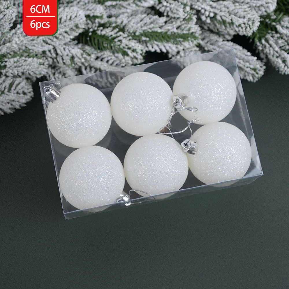 

6pcs Xmas Hanging Decoartion Christmas Balls 6-8cm White Christma Tree Hanging Ball DIY Gifts Plastic Glitter Christmas Balls