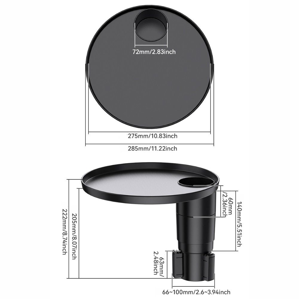 Round Car Cup Holder Tray Multifunctional Vehicle Cup Holder Side Table Car Cup Tray