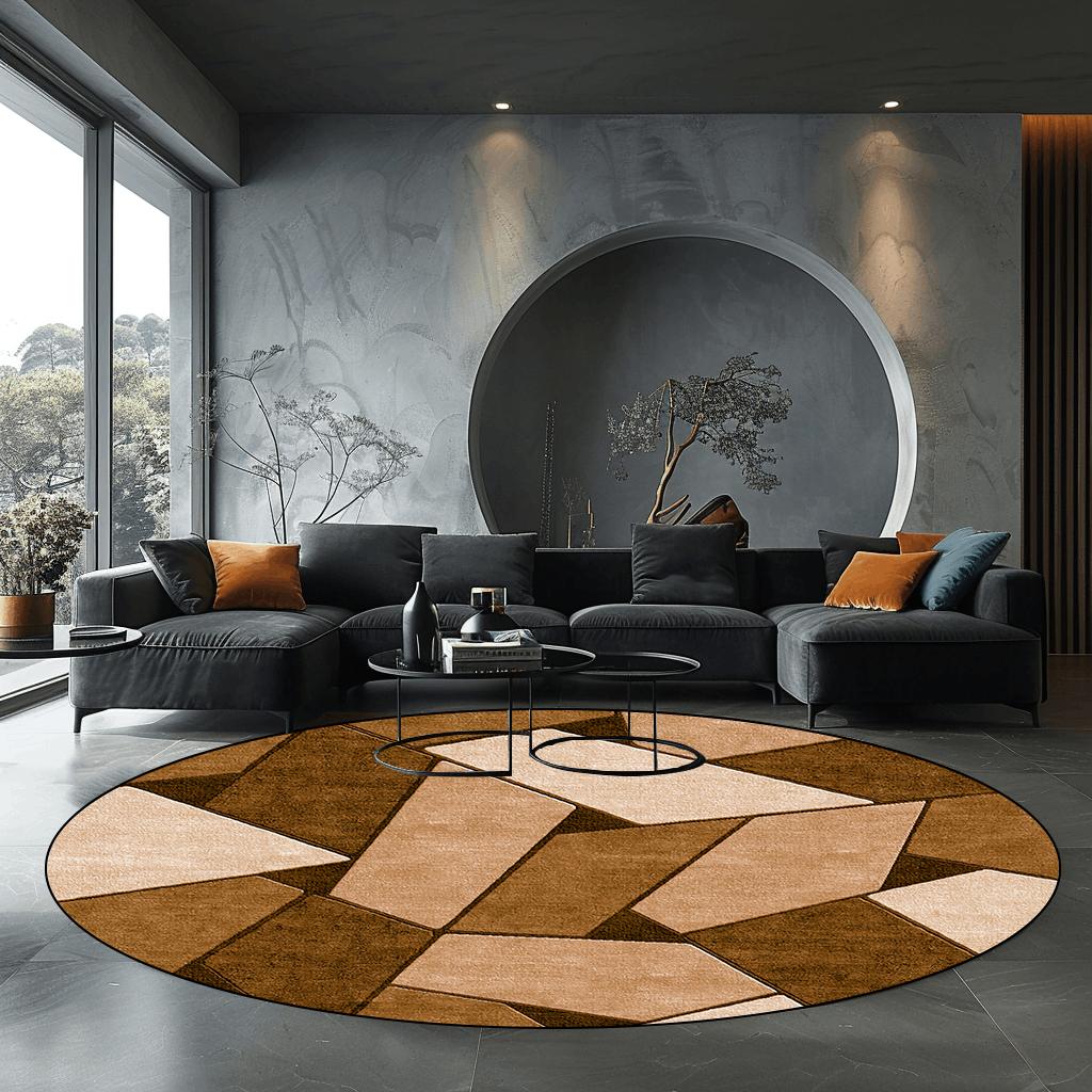 Modern Round Rug Nordic Geometric Living Room Carpet Luxury Bedroom Decor Anti Slip Mat for Rocking Chair