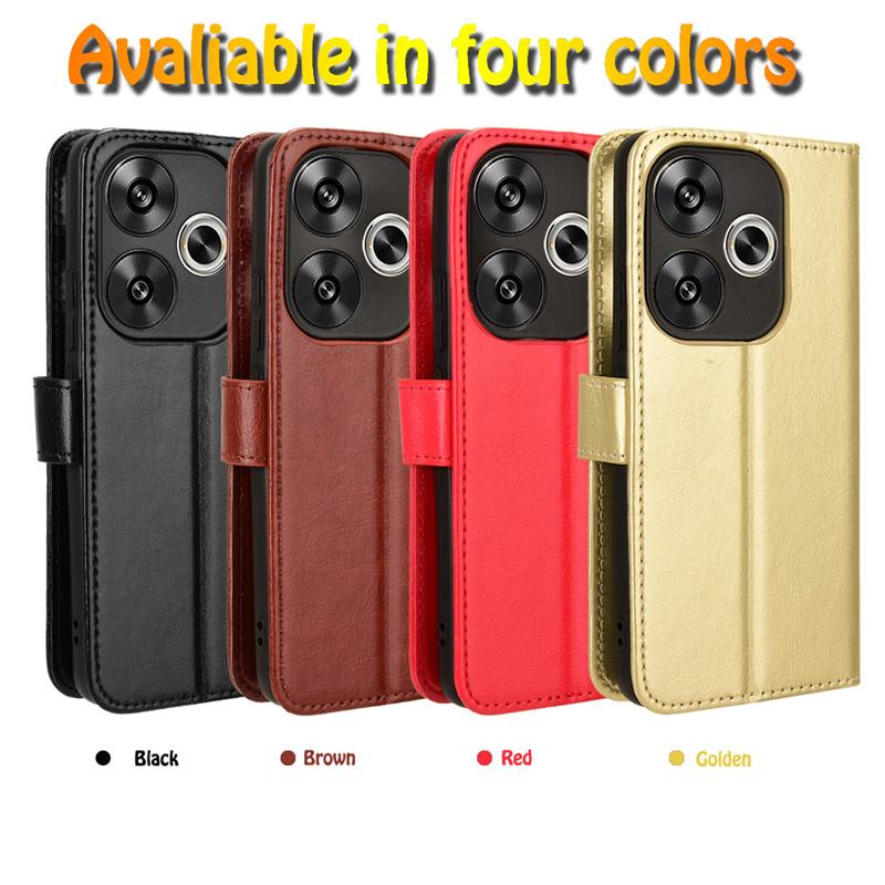 Leather Flip Case for Xiaomi Poco F6 Pro F5 5G X6 X5 M6 Pro 4G C65 Protective Wallet Card Slot Stand Shockproof Holder Business Full Protection Cover