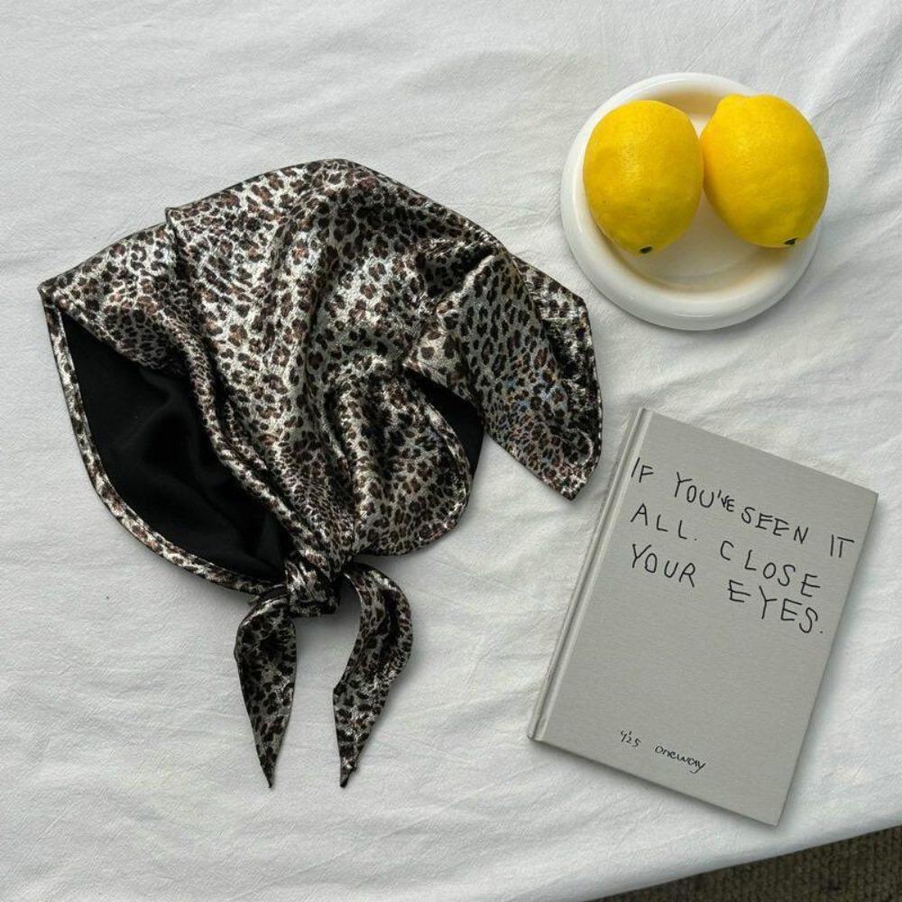 Y2K Triangle Scarf Printed Hair Scarf Elegant Leopard Print Silk Scarf Beach Style 4