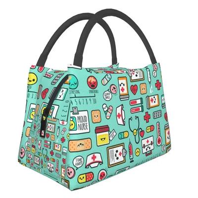 Stolz Krankenschwester zu sein Muster Isolierte Lunchtaschen für Camping Reisen Pflegebedarf Wiederverwendbare Kühltasche Thermische Lunchbox Frauen