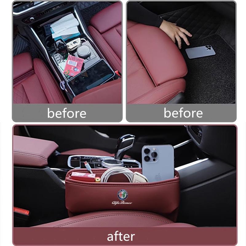 Car Seat Crevice Storage Seat Organizer Gap Seatbelt Slit Filler Holder For Alfa Romeo Giulia Tonale MITO Stelvio Brera