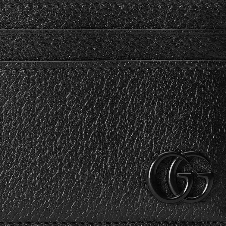 Gucci GG Marmont Simple Solid Color Double G Leather Card Holder Men Card Holder Black 657588-1T56F-1000