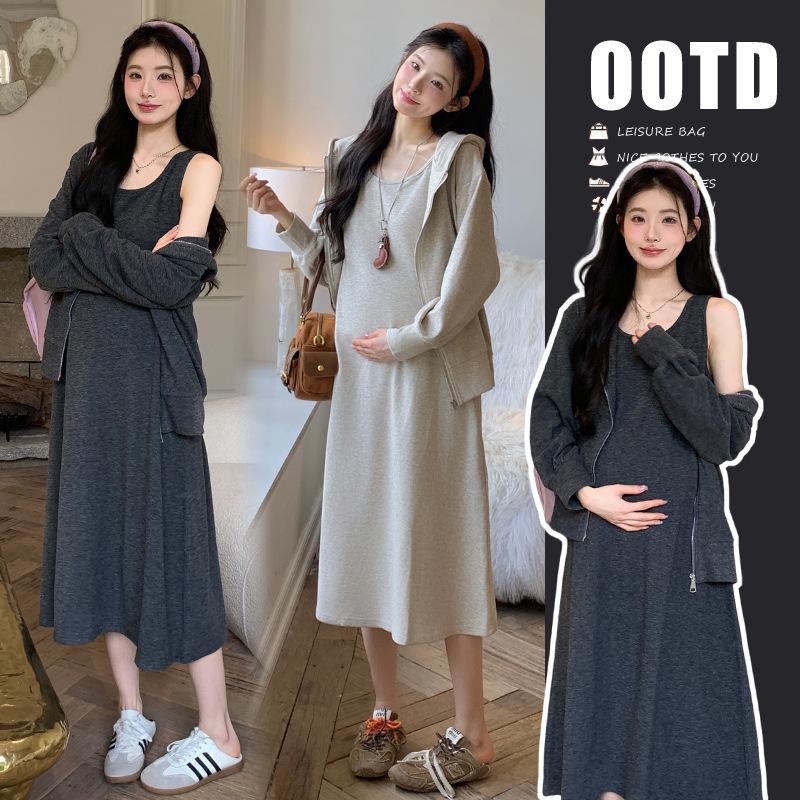 In-Stock 2026 Early Spring Casual Cotton Vest Dress & Jacket Set L