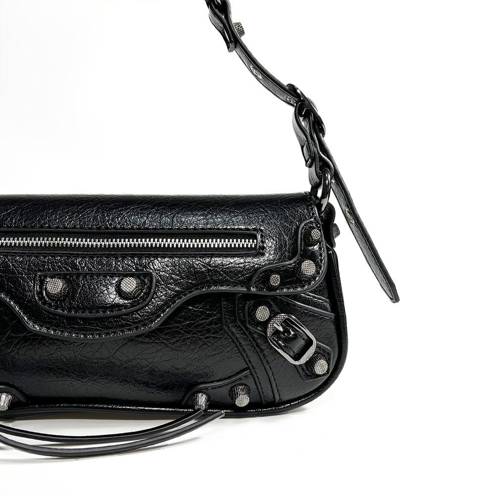 Retro Sweet Cool Women's Motorcycle-Style Baguette Shoulder Bag