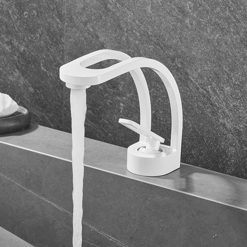 Creative All Copper Bathroom Faucet with Hollow out Design - Dual Use Hot And Cold Minimalist Washbasin for Home And Cabinet Dec