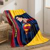 Comic-style superhero with red, blue, and yellow design elements. for all seasons blanket lunch break throw gift