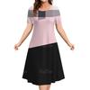 Damen Sommerkleider Vintage Bedruckt Mode Kurzarm Rundhals Kleider