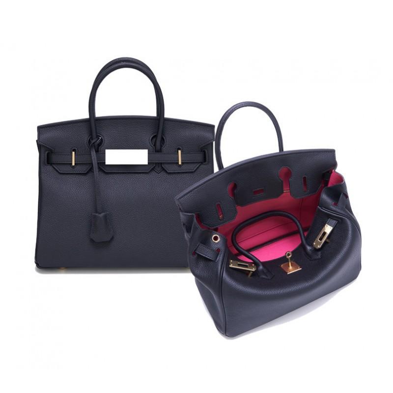 Kontrastfarbe Goldene Schnalle Pulverfarbene passende Innentasche Echte Ledertasche Klassisch Modisch Damen Rindsleder Schultertasche