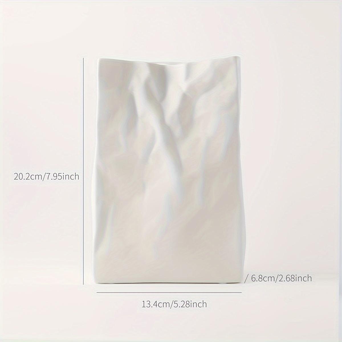 1 шт. Складная бумажная ваза-пакет, Керамическая декоративная ваза, Минималистичный скандинавский богемный стиль для современного домашнего декора белый