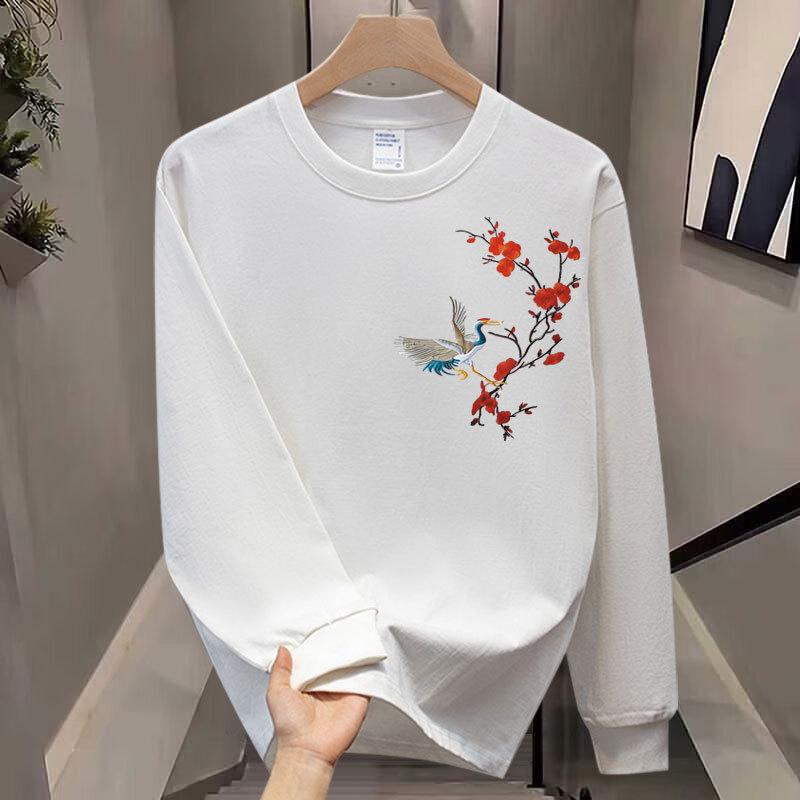 Pure Cotton Heavy-Duty Long-Sleeved T-Shirt, Young And Young Men'S And Women'S Autumn Light Luxury Trendy Brand Loose Casual Ruffian Handsome Business