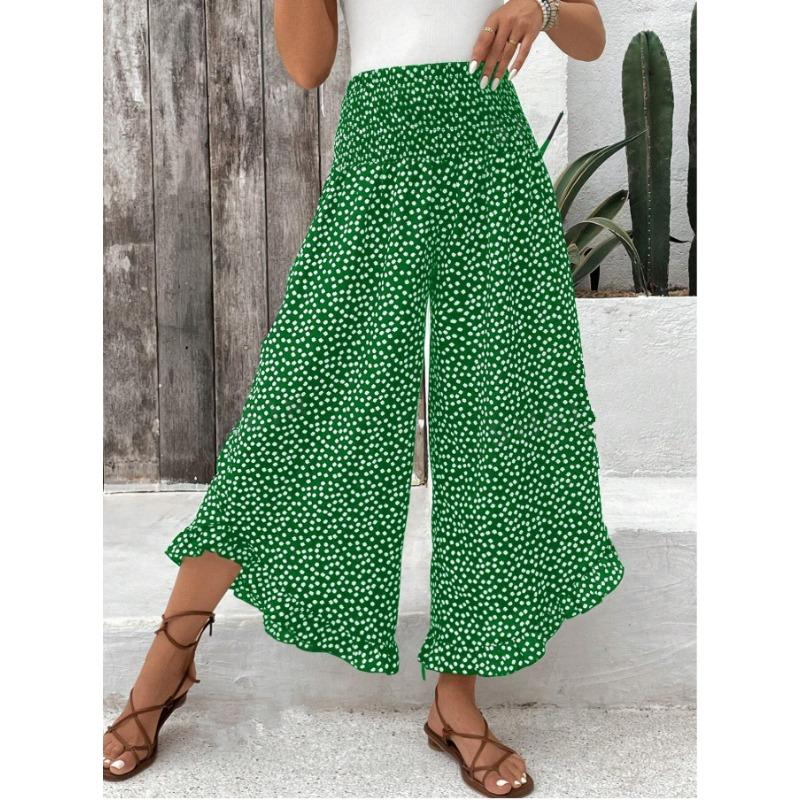 JKASHDK Damenmode Lässige Hosen mit Punktemuster und hoher Taille