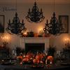 Halloween Party Supplies 3D Candlestick Chandelier Ceiling Ornament, Gothic Glitter Window Displays Hanging Decoration for Holiday Party, Ceiling,