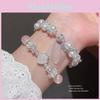 Pearl Crystal Heart Bead Bracelet With Stretchy Design For Women Gift
