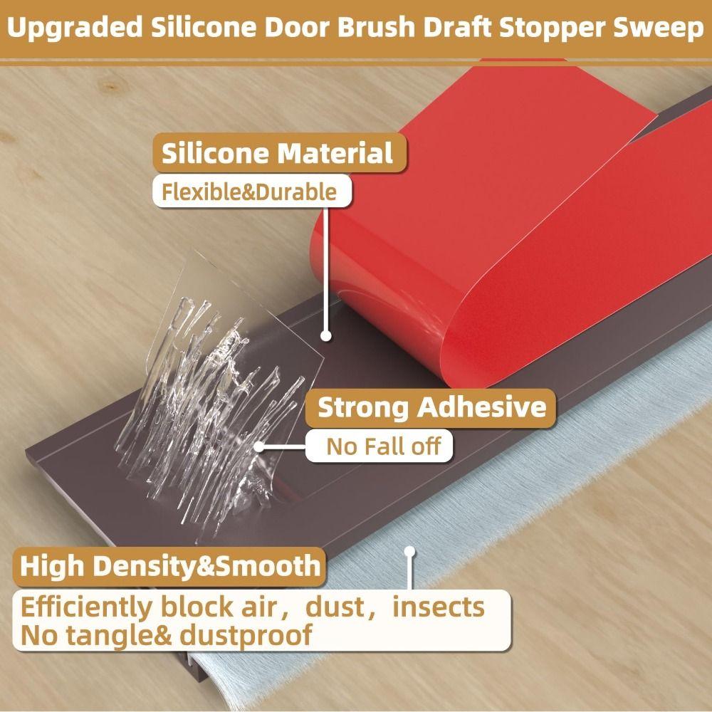39" Length Door Seal Strip Brush Design Door Draft Stopper Under Door Gap Filler  Universal Fit