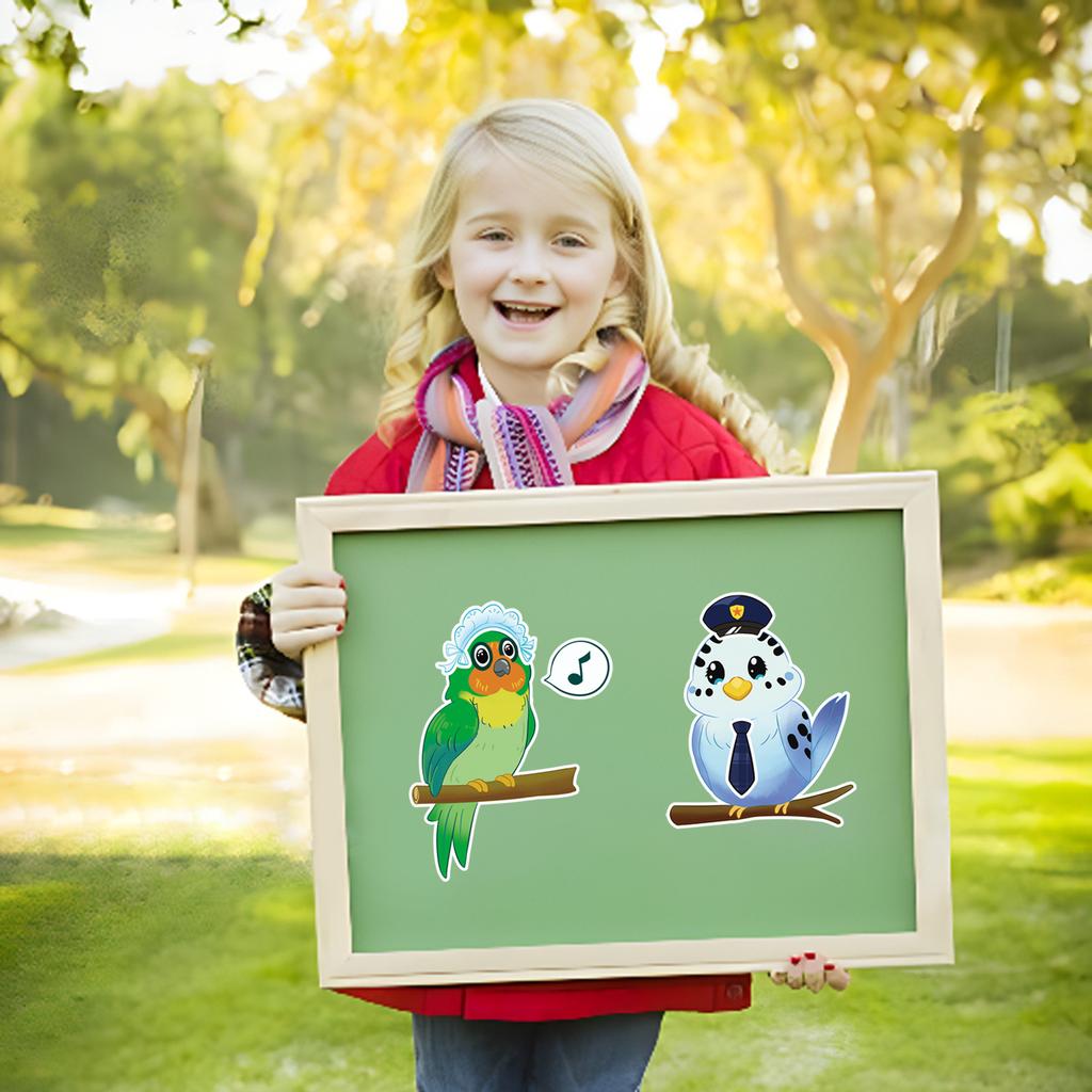 8 Pictures/set of Parrot Face Change Graffiti Stickers Personality Make A Face Cartoon Puzzle Stickers