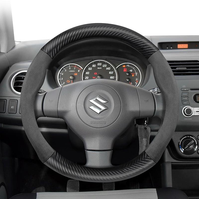 For SUZUKI Suede Carbon Fiber PU Leather Steering Wheel Cover Fit Swift Sport Accessories Sx4 Grand Vitara Jimny Solio Hustler