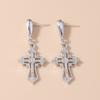 Fashion Rhinestones Cross Drop Earrings for Women Men Earrings Punk Hip Hop Jewelry Gift