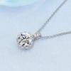 Sterling Silver Round Cut Halo Pendant Necklace, Sparkling Cubic Zirconia Solitaire Necklace for Women