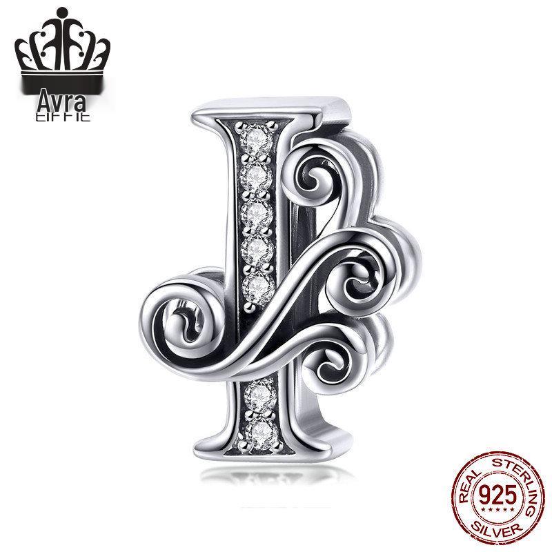 Avle 925 Sterling Silver English Letter Beaded Bracelet Beads
